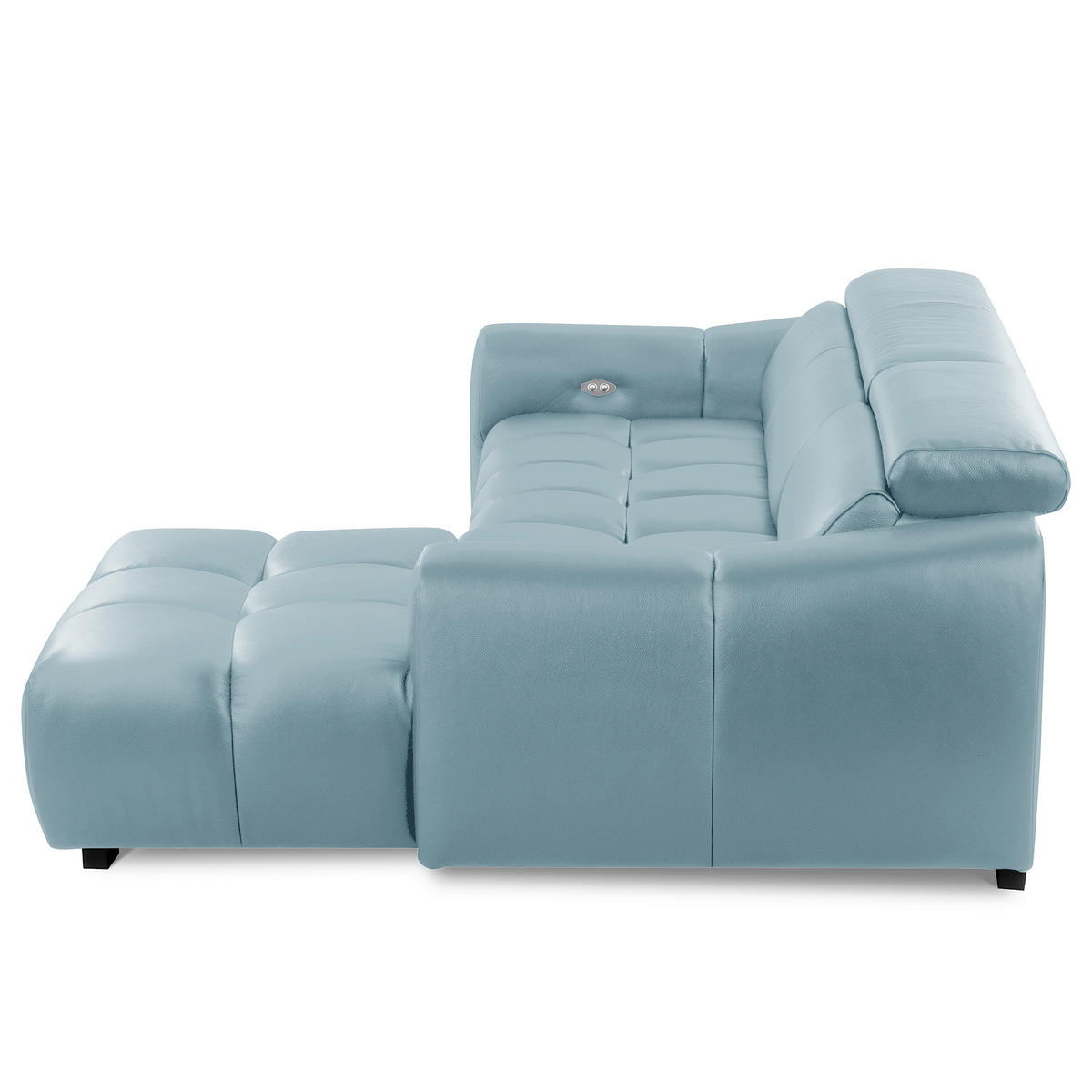 ECKSOFA  Echtleder Hellblau  - Schwarz/Hellblau, Design, Leder/Kunststoff (274/177cm) - Livetastic