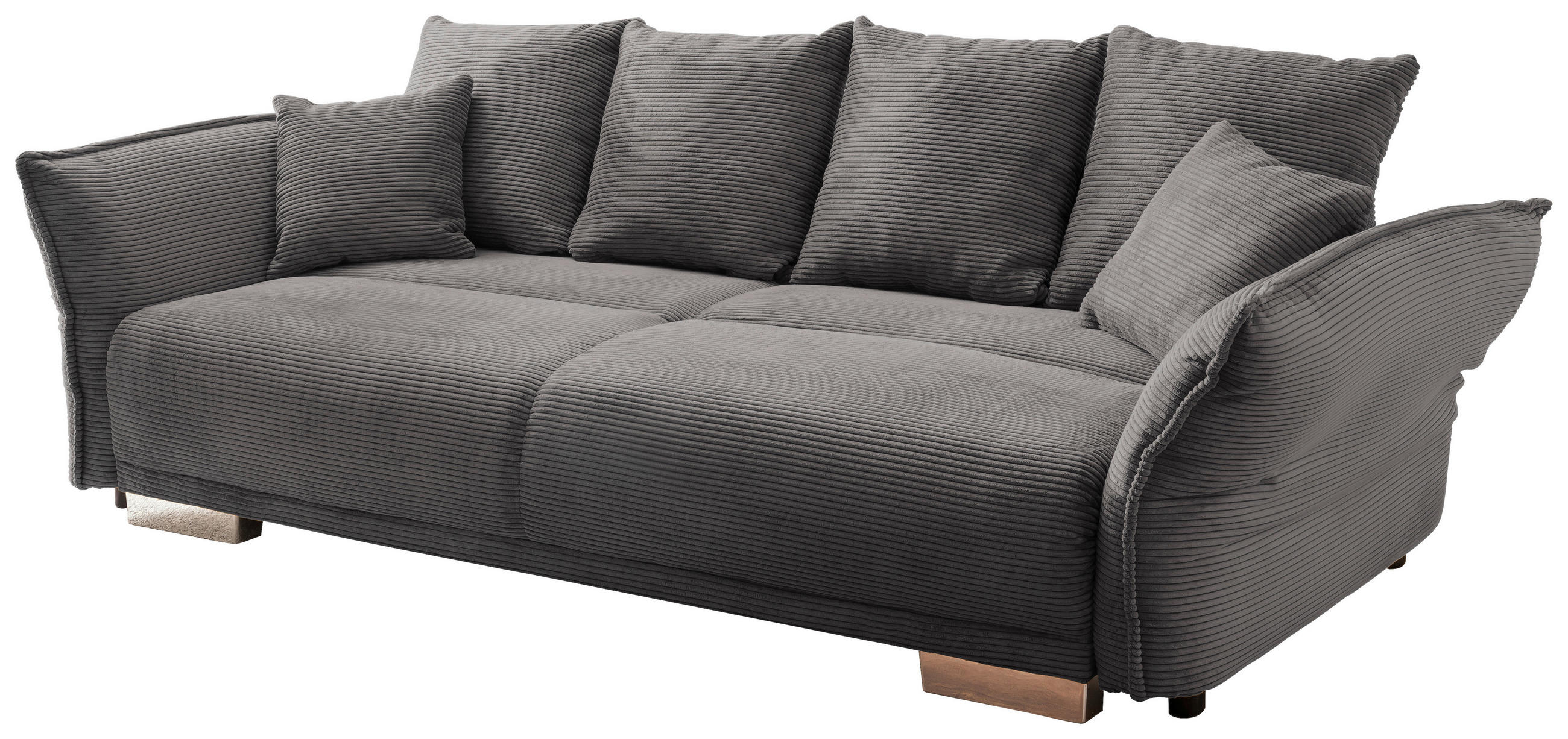 BIGSOFA in Cord Grau  - Chromfarben/Grau, Modern, Kunststoff/Textil (242/71/90/131cm) - Livetastic