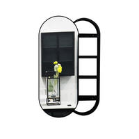 WANDSPIEGEL 40/120/12 cm    in oval  - Schwarz, Design, Glas/Holzwerkstoff (40/120/12cm) - MID.YOU