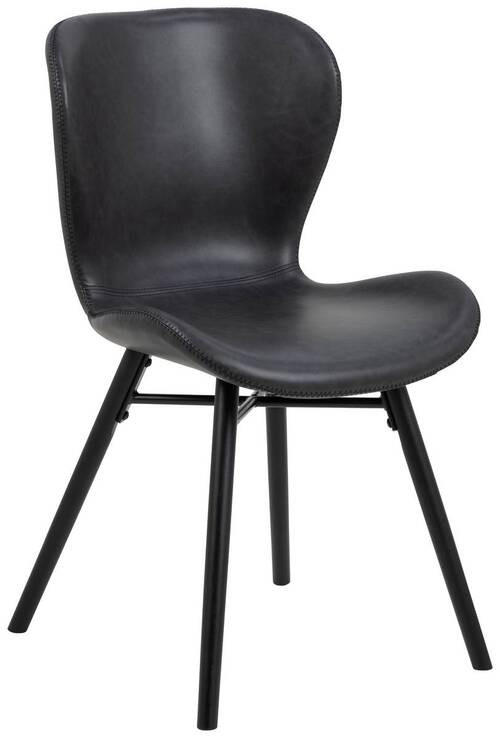 STUHL  in Lederlook  - Schwarz, Lifestyle, Holz/Textil (47/82,5/56cm) - Ambia Home