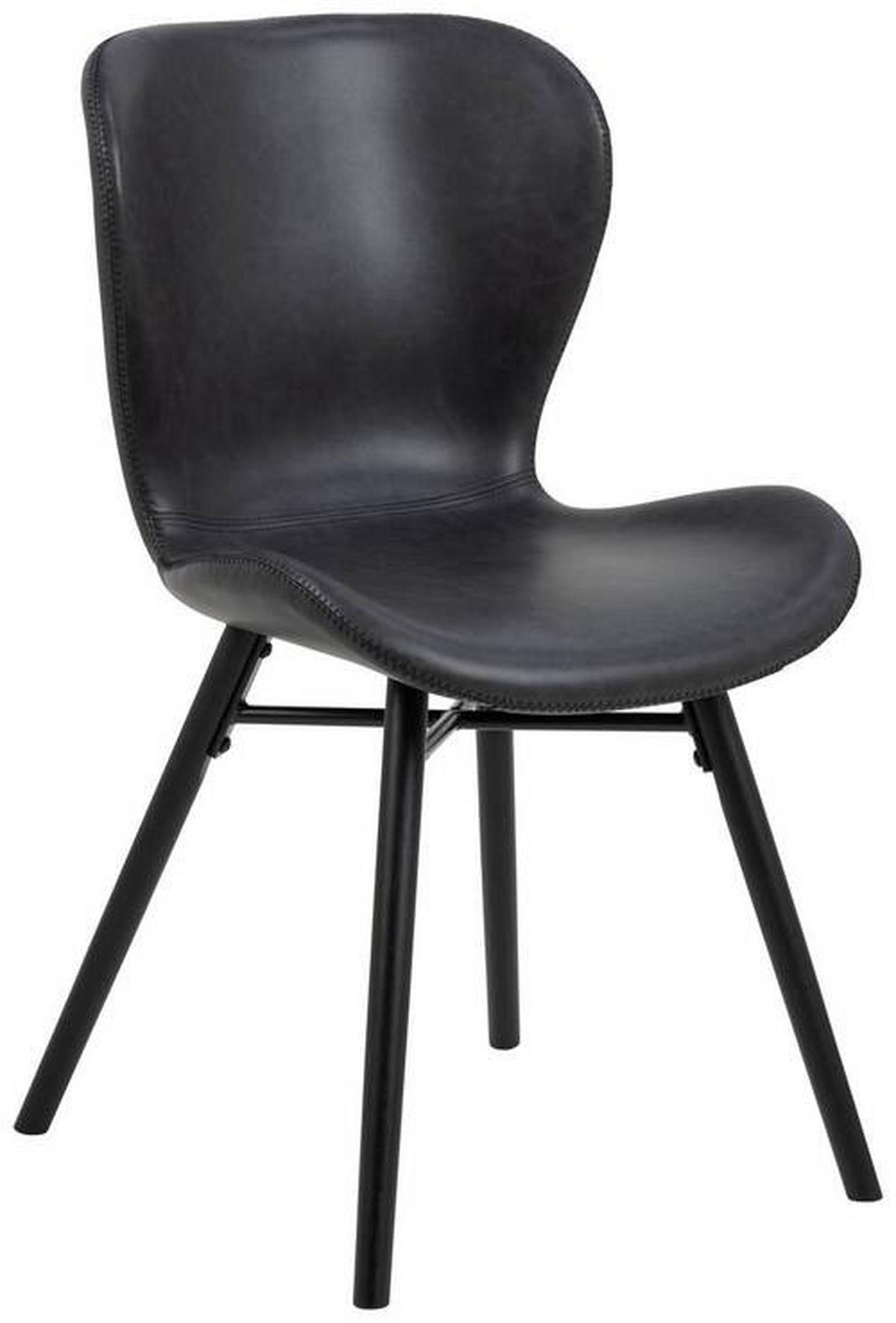 STUHL  in Lederlook  - Schwarz, Lifestyle, Holz/Textil (47/82,5/56cm) - Ambia Home
