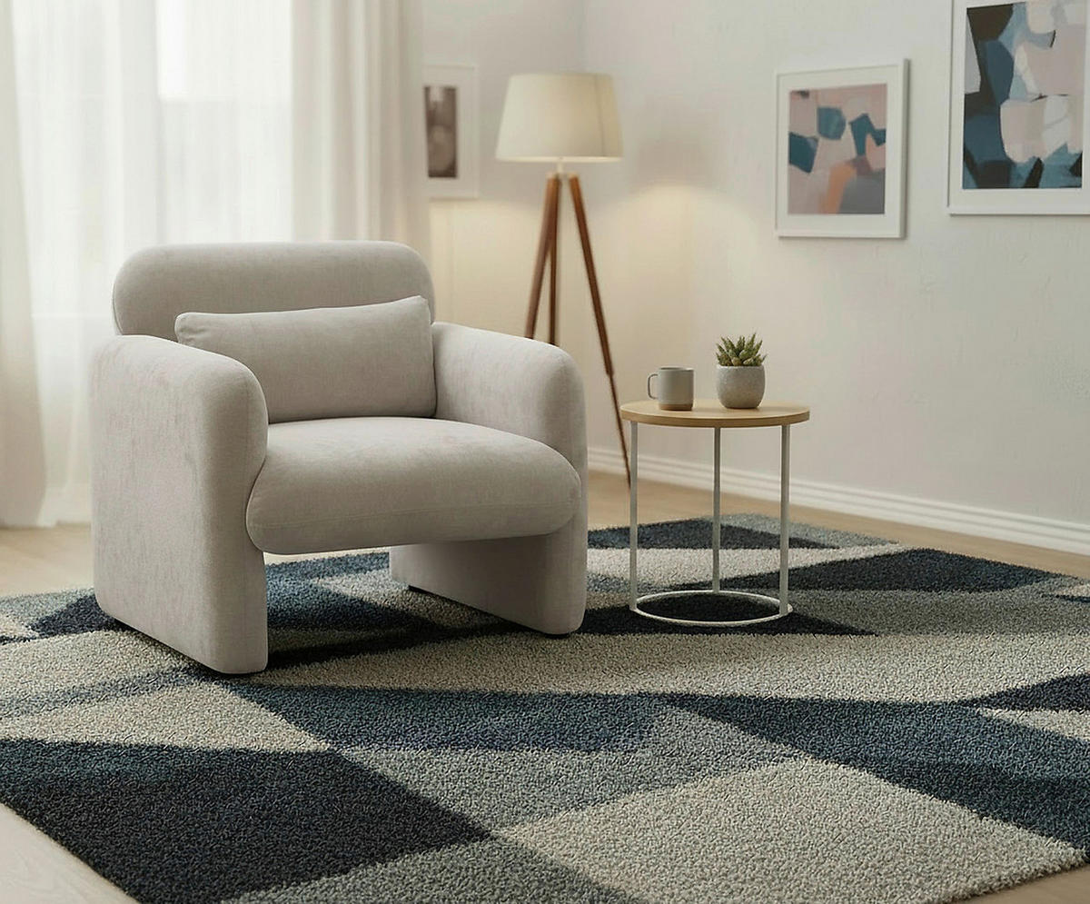 SESSEL in Samt Creme  - Creme/Schwarz, Design, Kunststoff/Textil (83/83/76cm) - MID.YOU