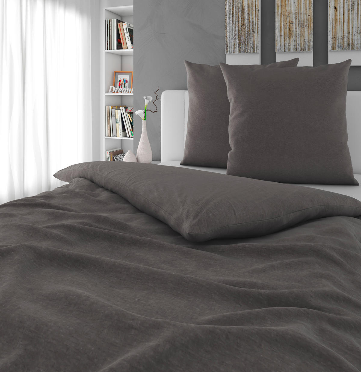 BETTWÄSCHE Flanell Flanell 200/200 cm  - Silberfarben, Basics, Textil (200/200cm) - Novel