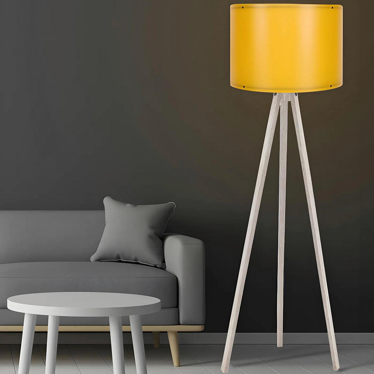 STEHLEUCHTE Modern 38/145 cm  - Gelb/Creme, Design, Holzwerkstoff/Kunststoff (38/145cm) - P & B