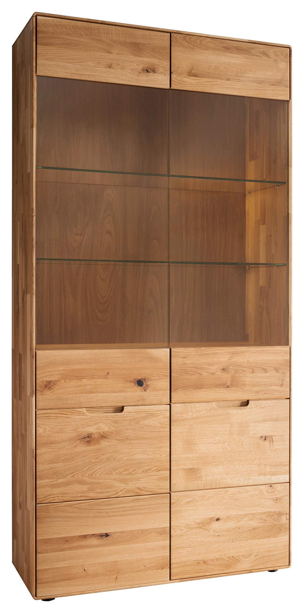 VITRINE in massiv Wildeiche Wildeiche  - Wildeiche, KONVENTIONELL, Glas/Holz (100/200/40cm) - Linea Natura