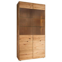 VITRINE  in massiv Wildeiche Wildeiche  - Wildeiche, KONVENTIONELL, Glas/Holz (100/200/40cm) - Linea Natura