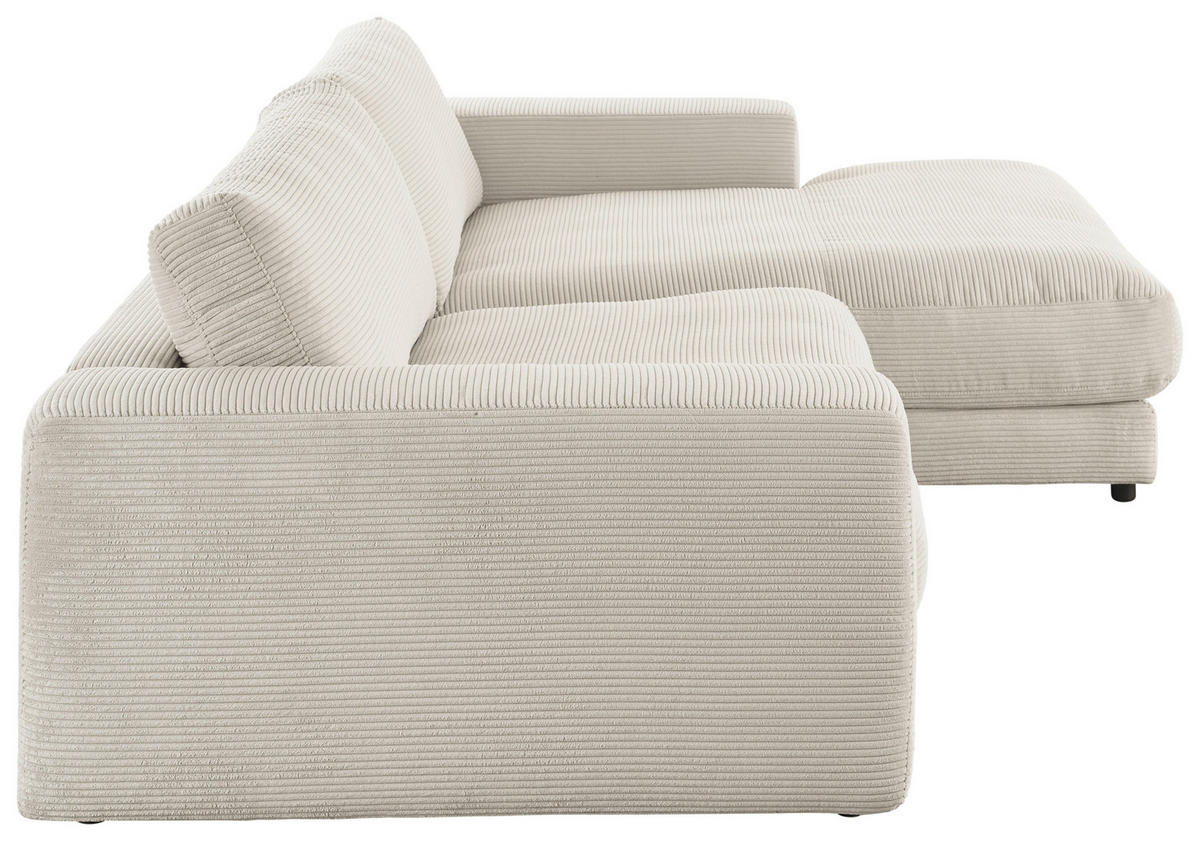 ECKSOFA in Cord Hellgrau  - Hellgrau/Schwarz, Design, Kunststoff/Textil (270/190cm) - Lomoco