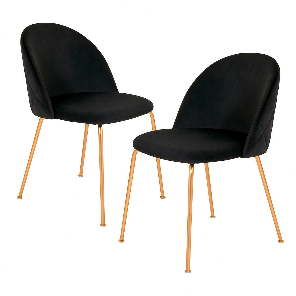 STOLSET 2 styck sammet  - mässingsfärgad/svart, Modern, metall/textil (51/78/56cm) - MID.YOU