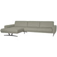 ECKSOFA in Echtleder Hellgrau  - Anthrazit/Hellgrau, KONVENTIONELL, Leder/Metall (182/324cm) - Ambiente