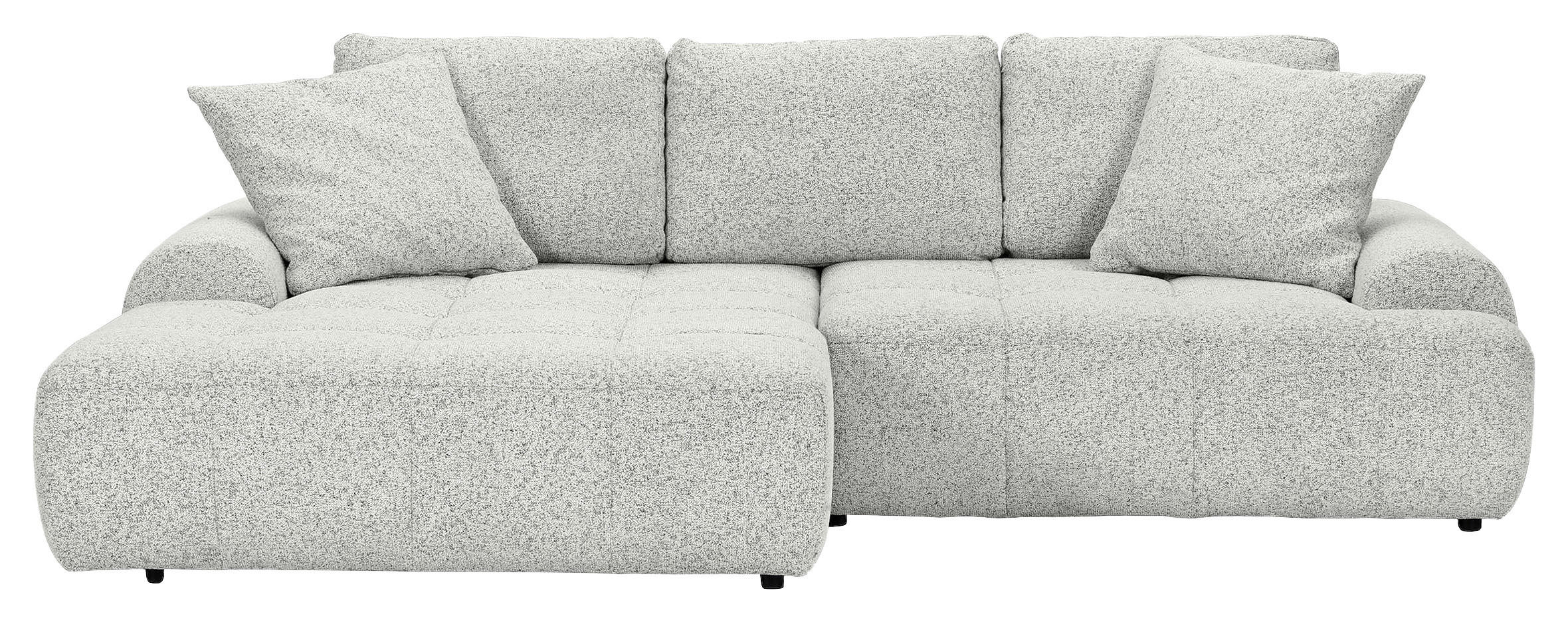 Ecksofa mit Funktion Creme Flachgewebe Zierkissen, Rückenkissen, Bettkasten, Schlaffunktion, Rücken echt, Liegefläche im Originalstoff  - Creme/Schwarz, KONVENTIONELL, Kunststoff/Textil (190/277cm) - Carryhome