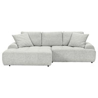 Ecksofa mit Funktion Creme Flachgewebe Zierkissen, Rückenkissen, Bettkasten, Schlaffunktion, Rücken echt, Liegefläche im Originalstoff  - Creme/Schwarz, KONVENTIONELL, Kunststoff/Textil (190/277cm) - Carryhome