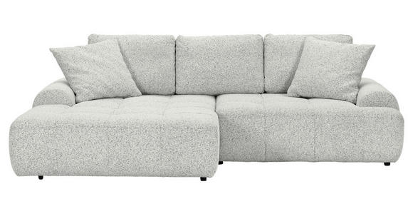 Ecksofa mit Funktion Creme Flachgewebe Zierkissen, Rückenkissen, Bettkasten, Schlaffunktion, Rücken echt, Liegefläche im Originalstoff  - Creme/Schwarz, KONVENTIONELL, Kunststoff/Textil (190/277cm) - Carryhome