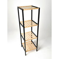 REGAL Bambus Hartholz Naturfarben, Schwarz  - Schwarz/Naturfarben, Design, Holz (35/115/35cm)