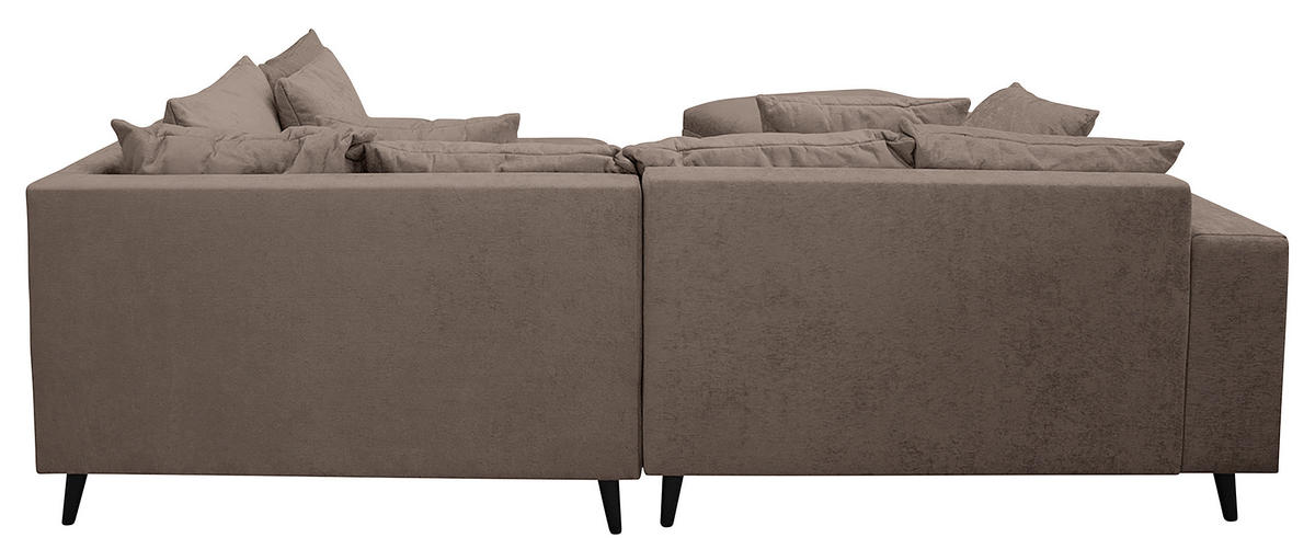 Ecksofa inkl. Hocker in Flachgewebe Braun  - Schwarz/Braun, Design, Holz/Textil (247/174cm) - MID.YOU