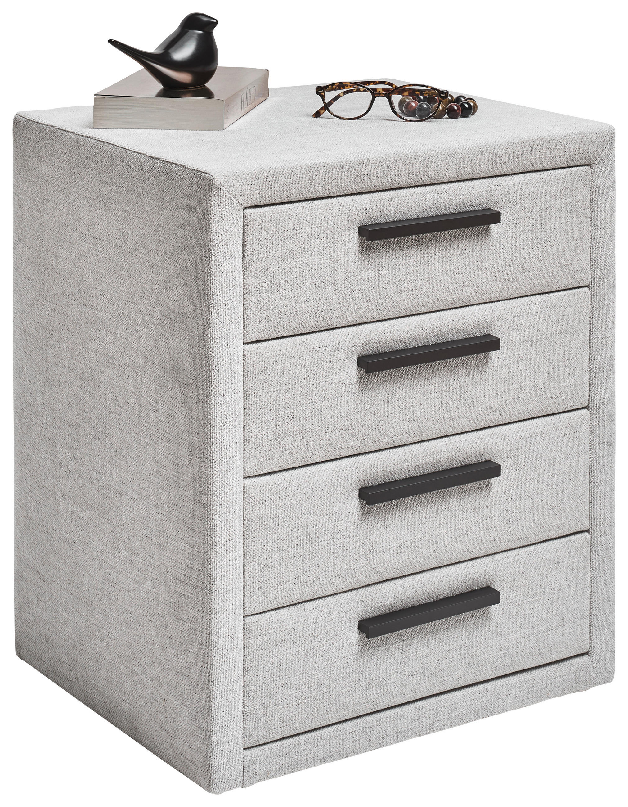 NACHTSCHRANK 49/59/41 cm  - Hellgrau/Schwarz, Basics, Textil/Metall (49/59/41cm) - Dieter Knoll