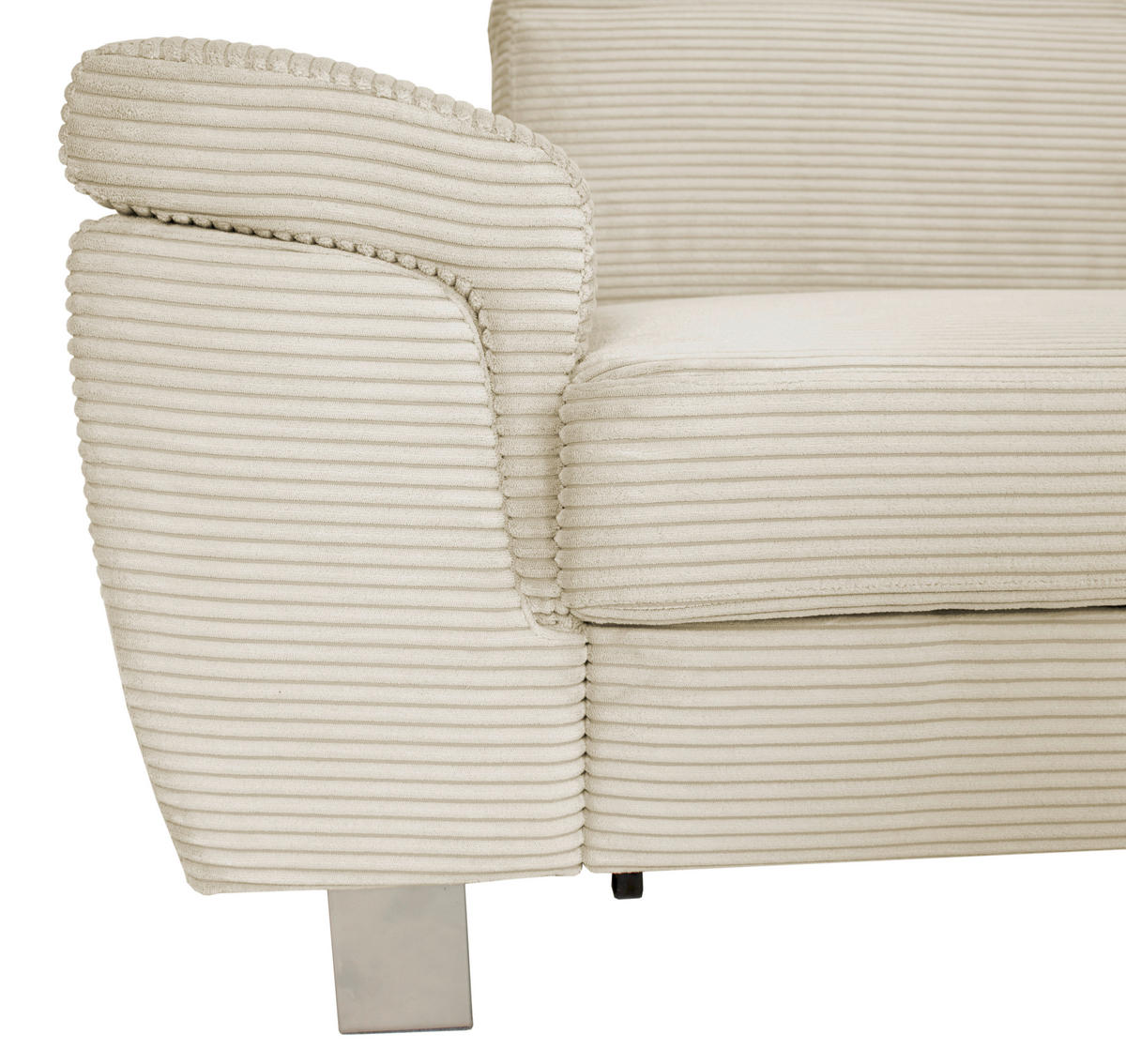 ECKSOFA inkl. Funktionen Naturfarben Cord  - Silberfarben/Naturfarben, Design, Textil/Metall (250/167cm) - Xora