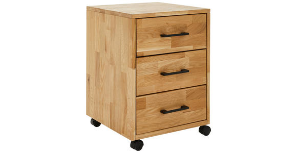 ROLLCONTAINER Wildeiche massiv Eichefarben  - Eichefarben, MODERN, Holz/Kunststoff (40/57/42cm) - Linea Natura