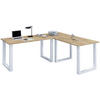 ECKSCHREIBTISCH 160/130/76 cm  in Silberfarben, Honigeiche  - Honigeiche/Silberfarben, Design, Holzwerkstoff/Metall (160/130/76cm) - MID.YOU