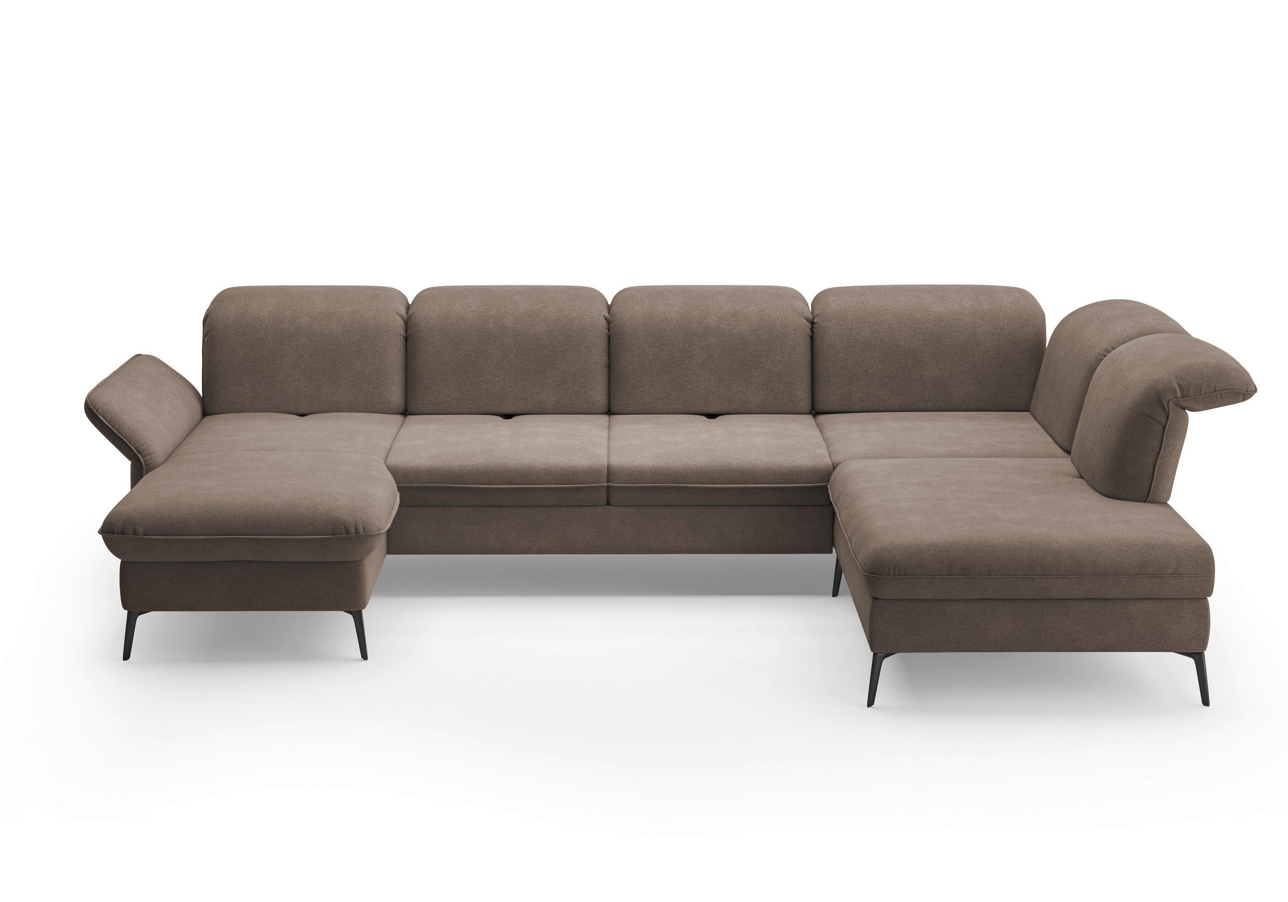 WOHNLANDSCHAFT in Flachgewebe Schlammfarben  - Schlammfarben/Schwarz, Konventionell, Textil/Metall (198/359/231cm) - Sit & More