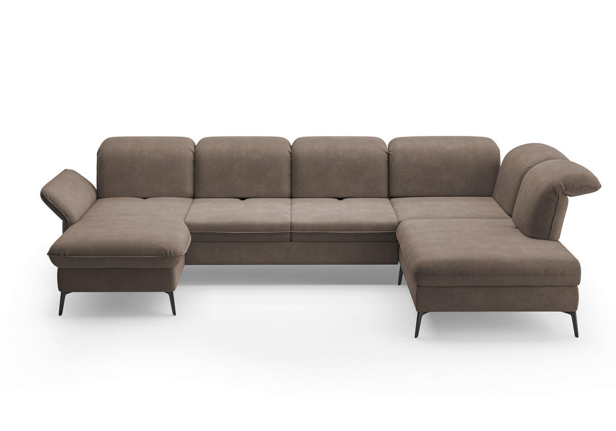 WOHNLANDSCHAFT in Flachgewebe Schlammfarben  - Schlammfarben/Schwarz, Konventionell, Textil/Metall (198/359/231cm) - Sit & More