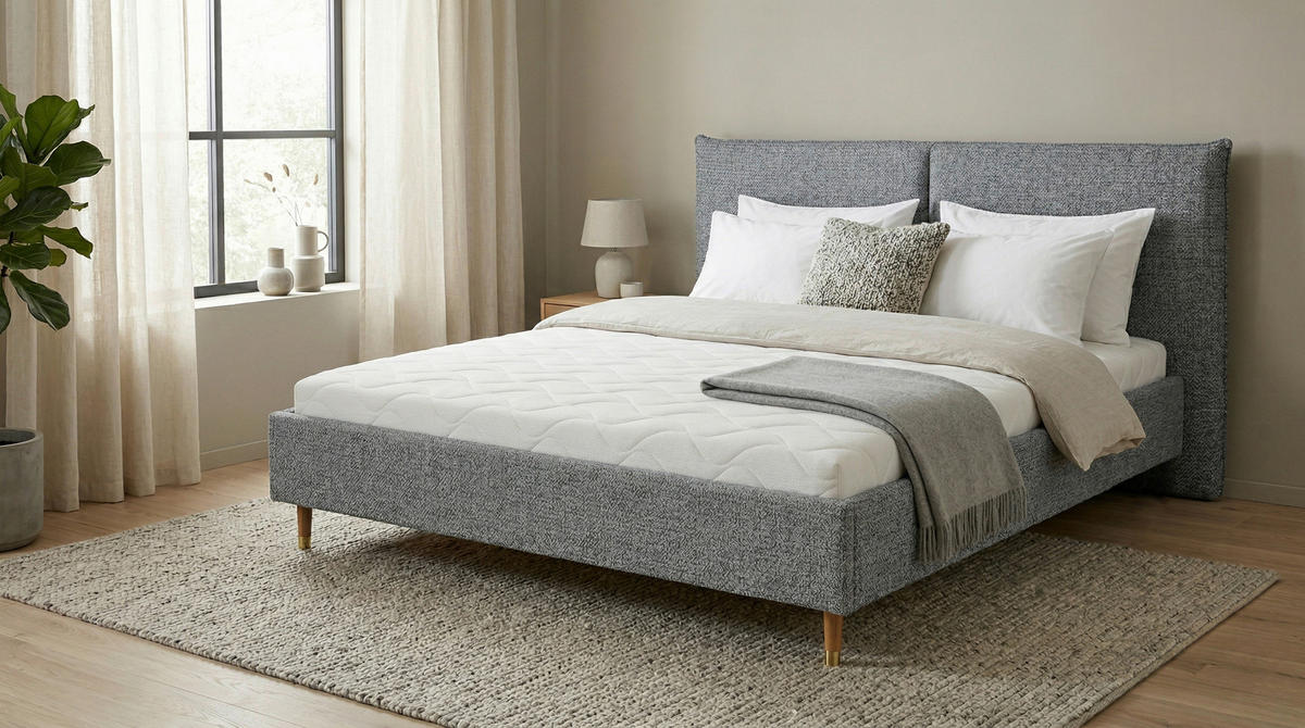 POLSTERBETT 140/200 cm,  in Grau,  - Eichefarben/Grau, MODERN, Holz/Textil (140/200cm) - Livetastic