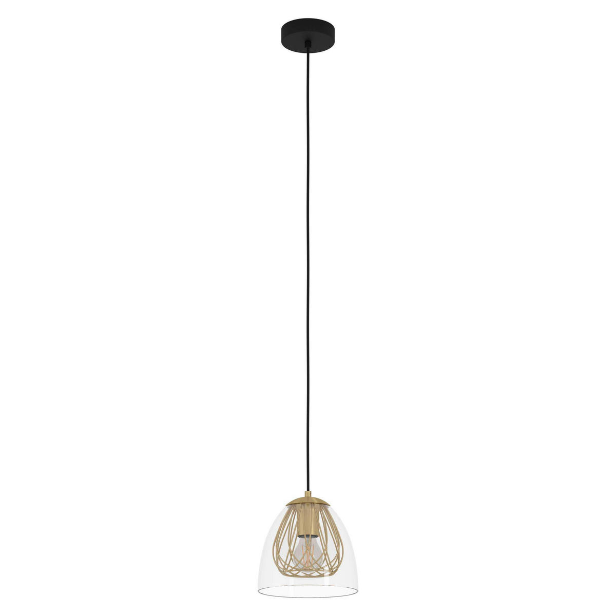 HÄNGELEUCHTE 19,5/150 cm  - Messingfarben/Schwarz, Design, Glas/Metall (19,5/150cm) - Eglo