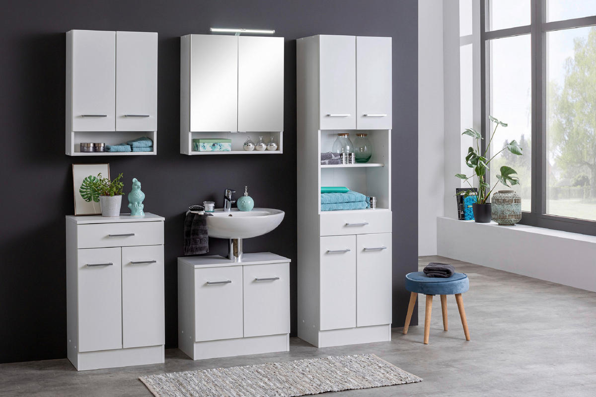 UNTERSCHRANK 50/84/35 cm   - Silberfarben/Weiß, MODERN, Holzwerkstoff/Metall (50/84/35cm) - Held