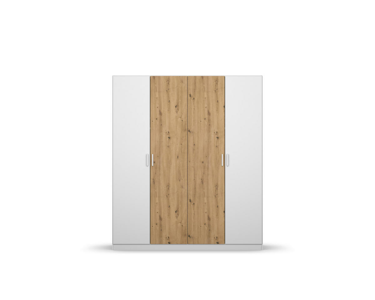 DREHTÜRENSCHRANK  in Weiß, Eiche Artisan  - Weiß/Eiche Artisan, MODERN, Holzwerkstoff/Kunststoff (181/210/54cm) - Rauch Möbel