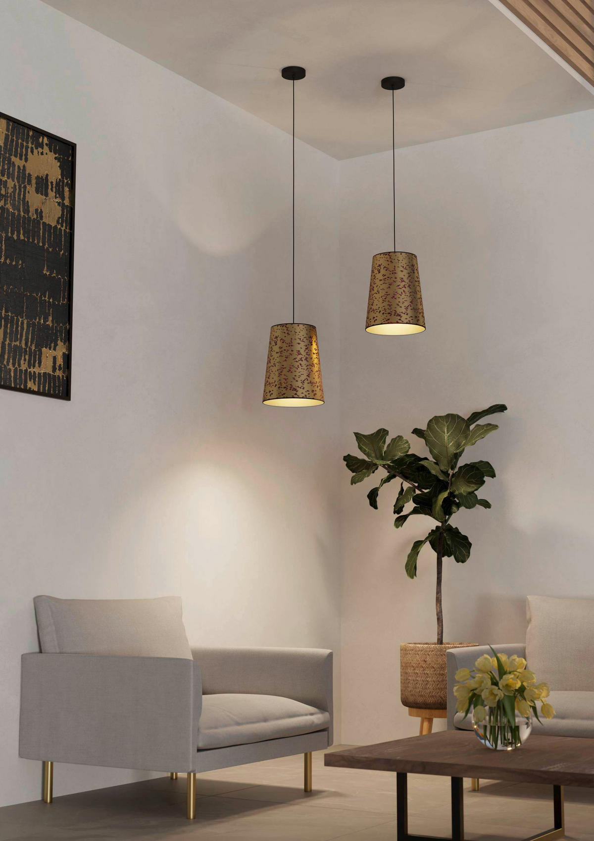 HÄNGELEUCHTE 30/150 cm  - Pink/Goldfarben, KONVENTIONELL, Papier/Metall (30/150cm) - Eglo