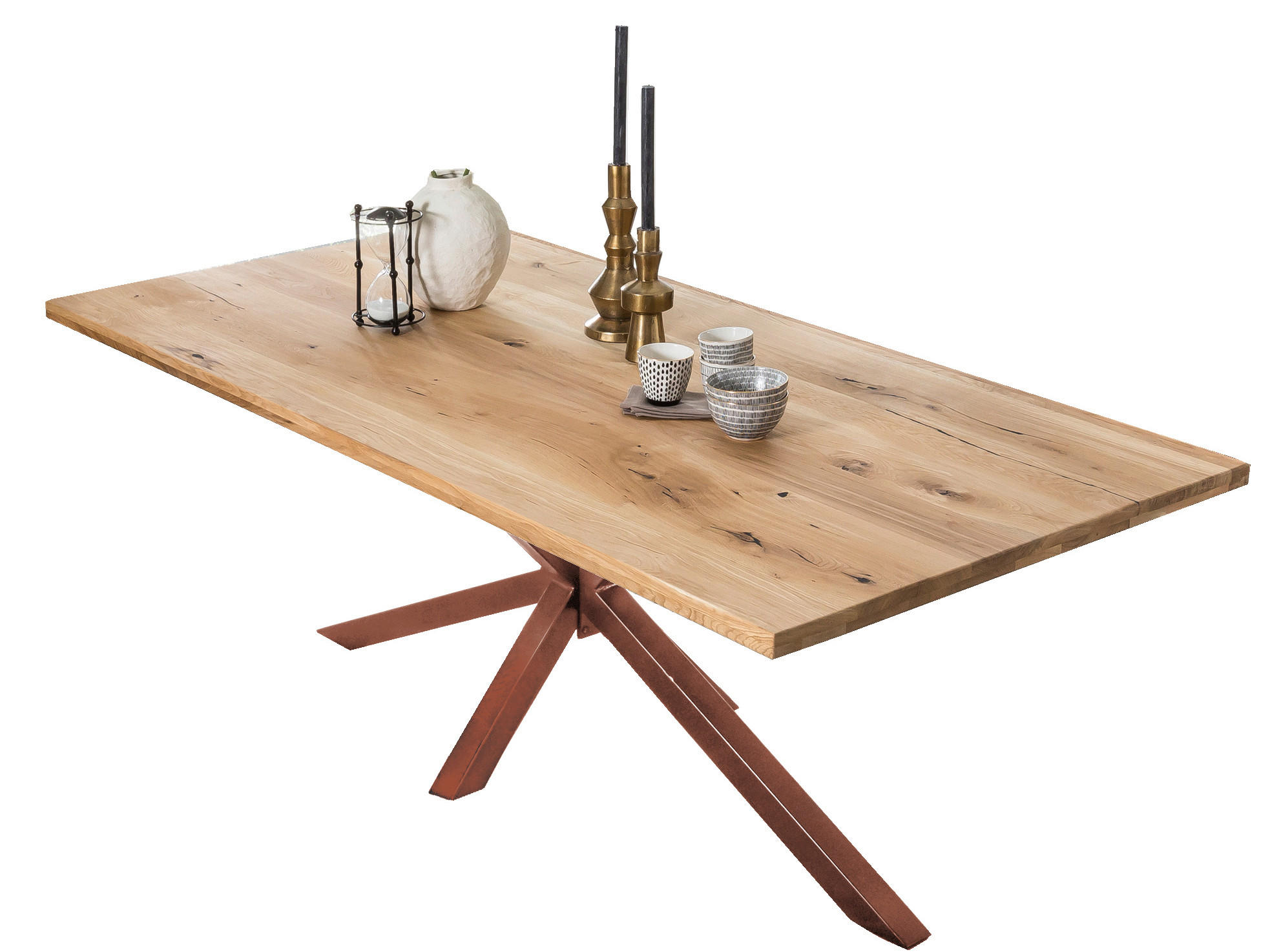 ESSTISCH 180/100/76 cm Echtholz  Holz, Metall rechteckig Braun, Naturfarben  - Braun/Naturfarben, MODERN, Holz/Metall (180/100/76cm) - MID.YOU