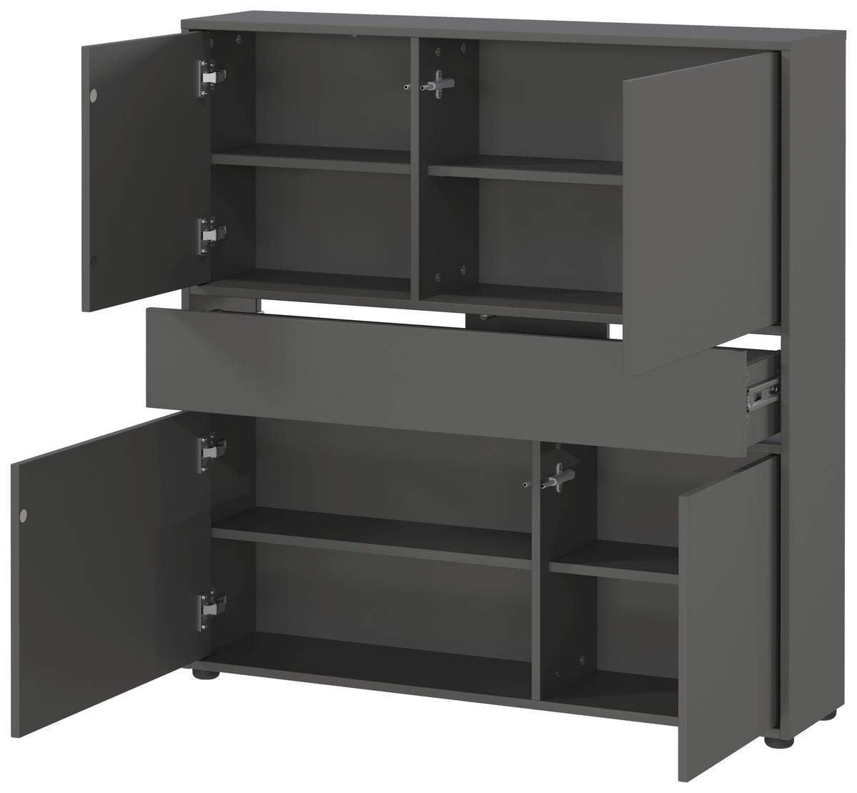 SCHUHSCHRANK AMECA  in 110/107/25 cm  - Schwarz/Graphitfarben, Design, Holzwerkstoff/Kunststoff (110/107/25cm)