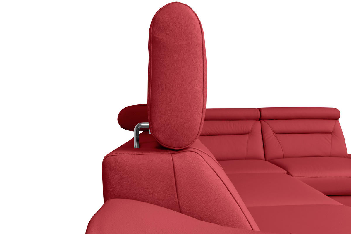 ECKSOFA  in Lederlook Echtleder Rot  - Wengefarben/Rot, Design, Leder/Holz (212/260cm) - Celina Home