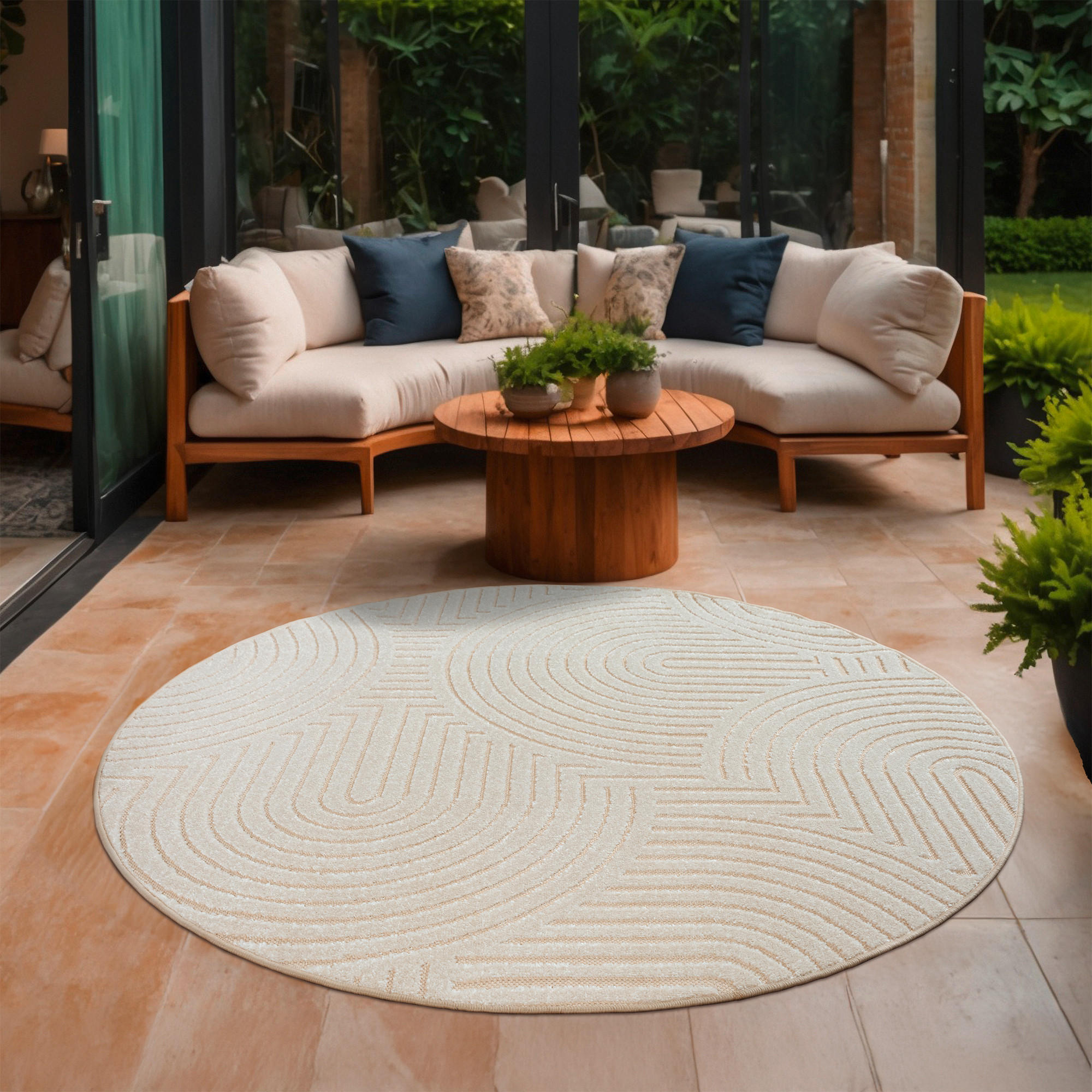 OUTDOORTEPPICH 120 cm Berlin Creme  - Creme, Basics, Kunststoff/Textil (120cm) - Novel