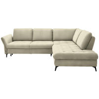 ECKSOFA in Flachgewebe Creme  - Creme/Schwarz, Natur, Textil/Metall (288/233cm) - Valnatura