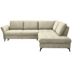 ECKSOFA in Flachgewebe Creme  - Creme/Schwarz, Natur, Textil/Metall (288/233cm) - Valnatura