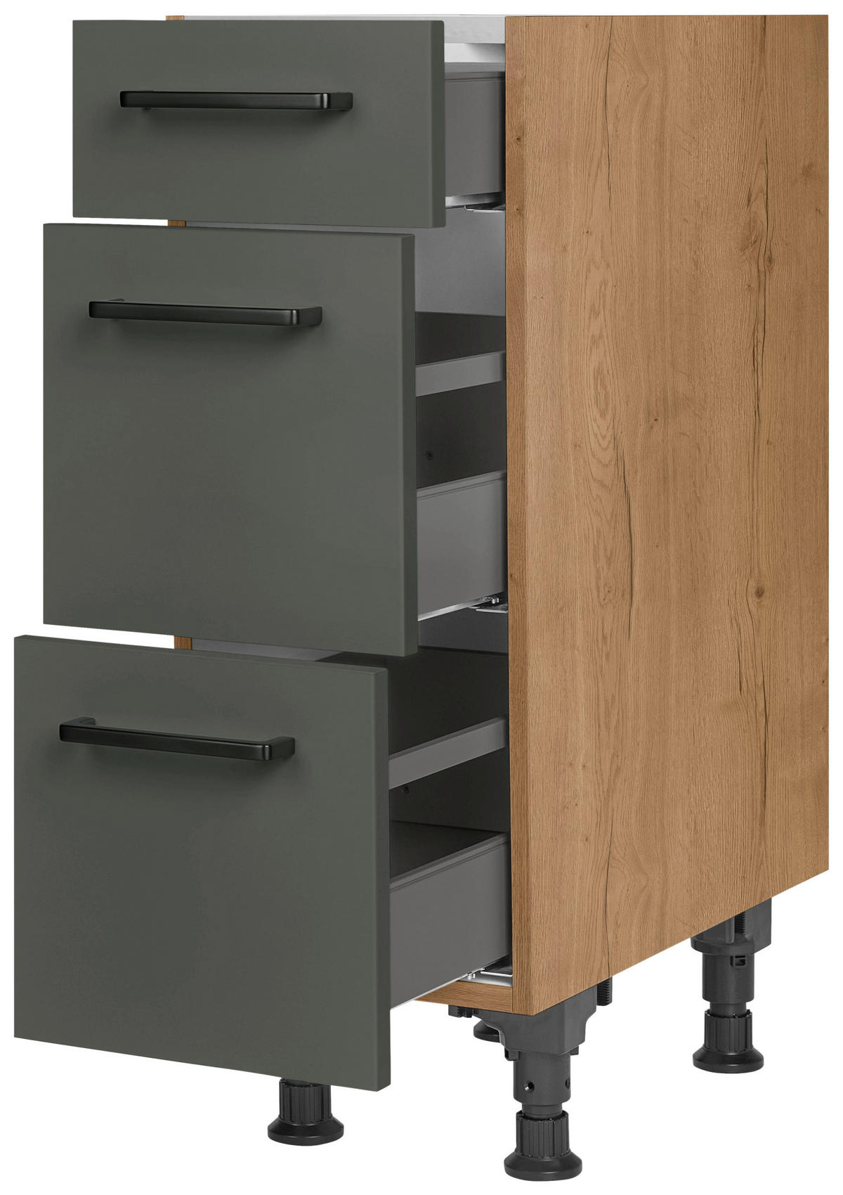 SCHUBKASTENUNTERSCHRANK 30/87/56 cm  in Grün, Eichefarben  - Eichefarben/Schwarz, MODERN, Holzwerkstoff/Metall (30/87/56cm) - Nobilia
