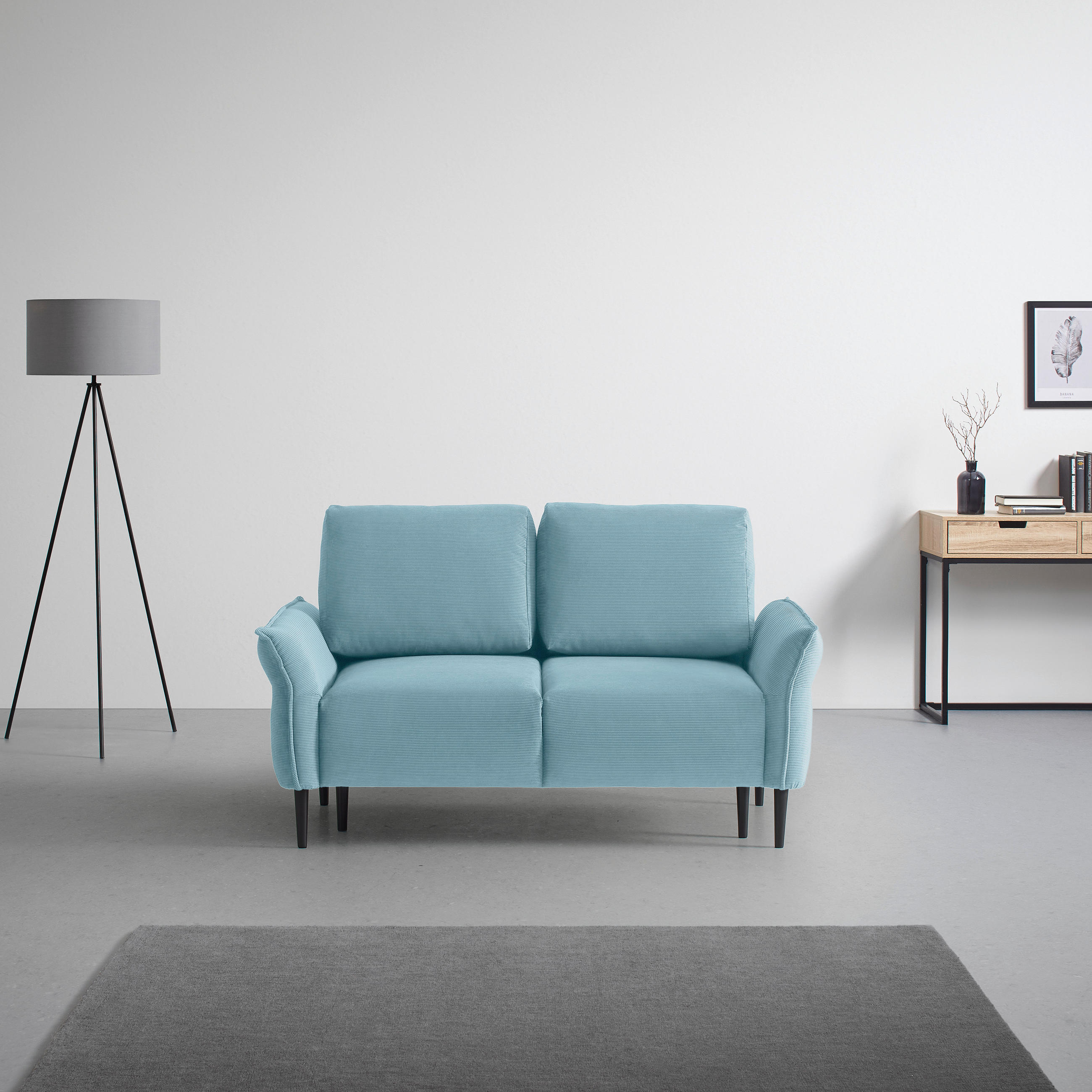 2-SITS SOFFA i textil petrol  - petrol/svart, Modern, trä/textil (150/85/92cm) - MID.YOU