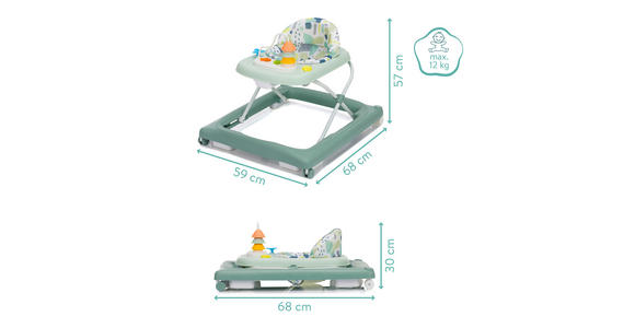 LAUFLERNWAGEN - Mintgrün, Basics, Kunststoff/Textil (59/68/57cm) - My Baby Lou