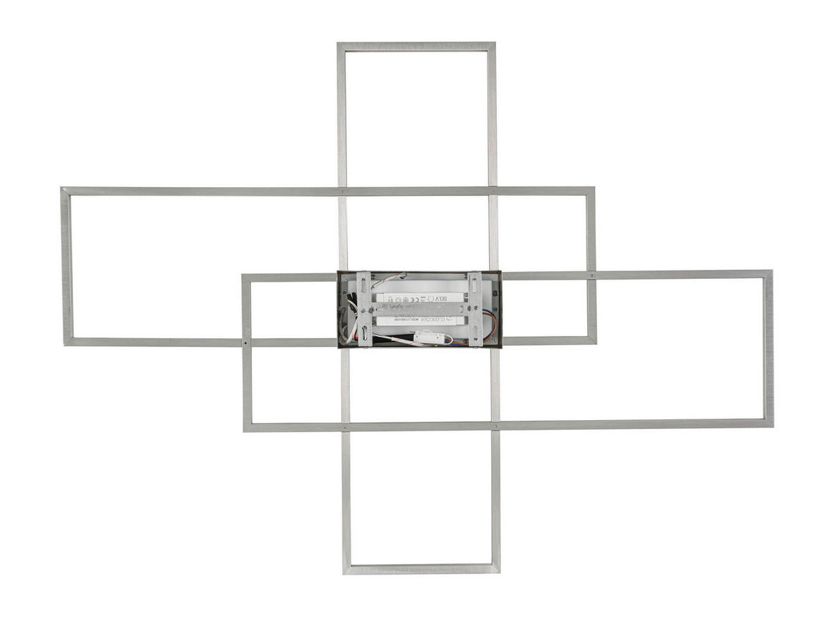 STROPNÍ LED SVÍTIDLO, 100/75/7,5 cm - barvy niklu, Design, kov/plast (100/75/7,5cm) - Novel