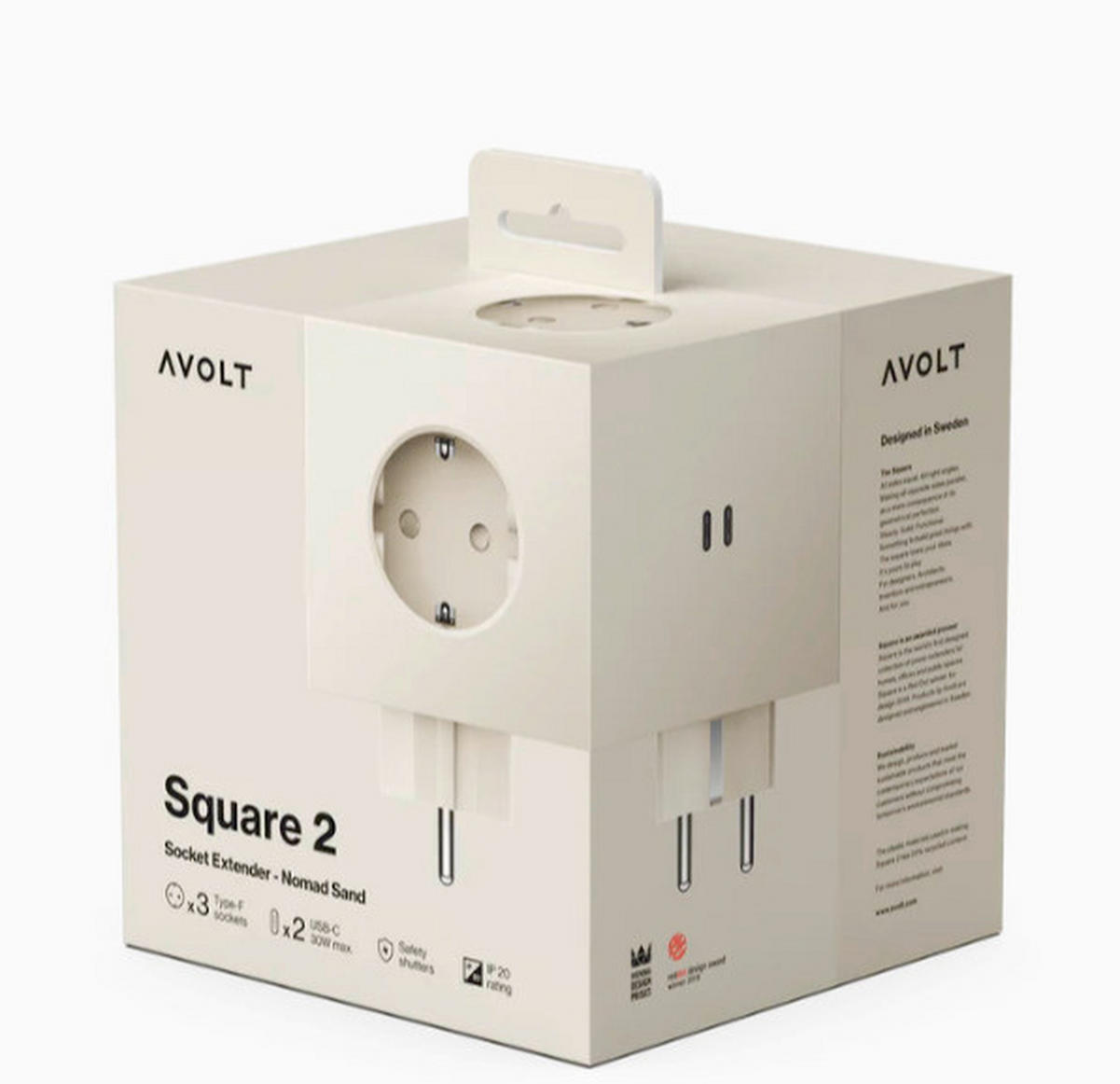 STECKDOSENWÜRFEL - Beige, Basics, Kunststoff (7,6/7,6/11,3cm) - AVOLT