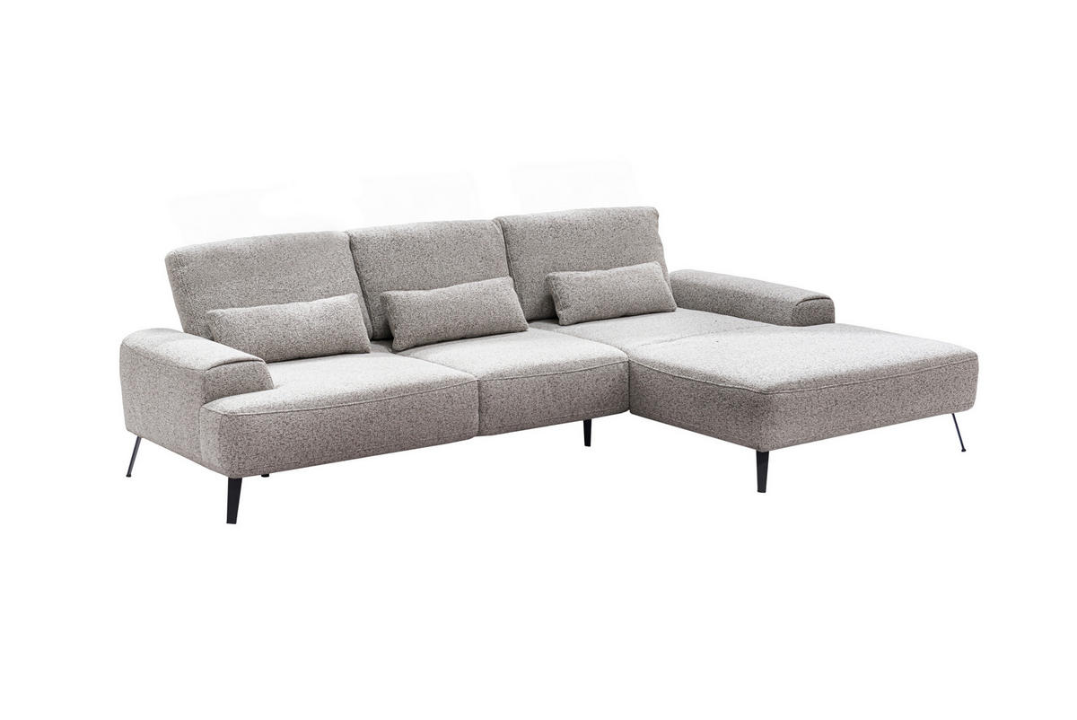 ECKSOFA in Flachgewebe Beige  - Beige/Schwarz, Design, Textil/Metall (305/178cm) - Livetastic