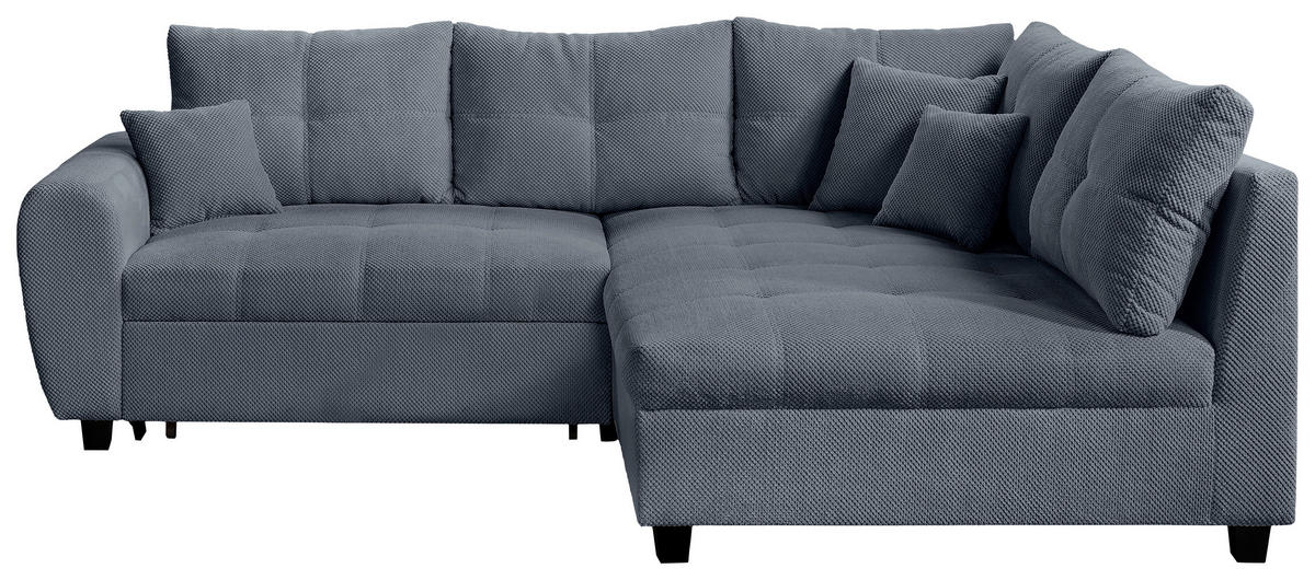 ECKSOFA Grau Plüsch  - Schwarz/Grau, KONVENTIONELL, Kunststoff/Textil (249/175cm) - Carryhome