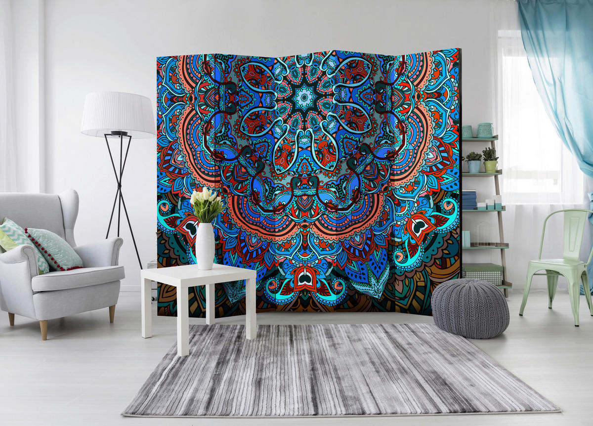 PARAVENT mit 5  Flügel - Multicolor, Basics, Holz/Textil (225/172/3cm) - artgeist