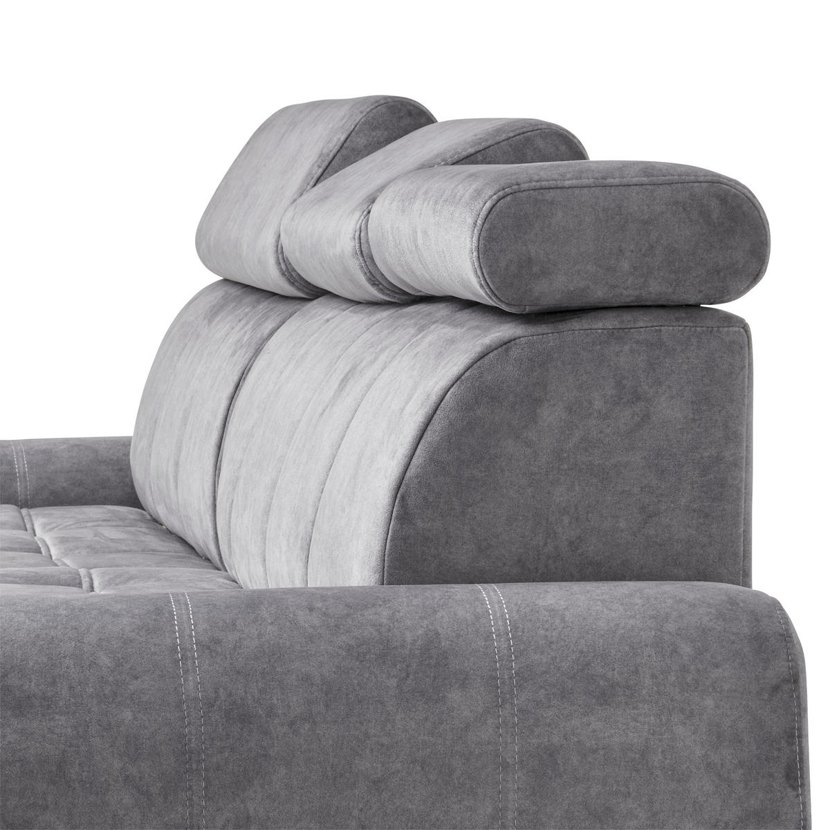 ECKSOFA in Velours Grau  - Chromfarben/Grau, Design, Kunststoff/Textil (276/173cm) - Stylife