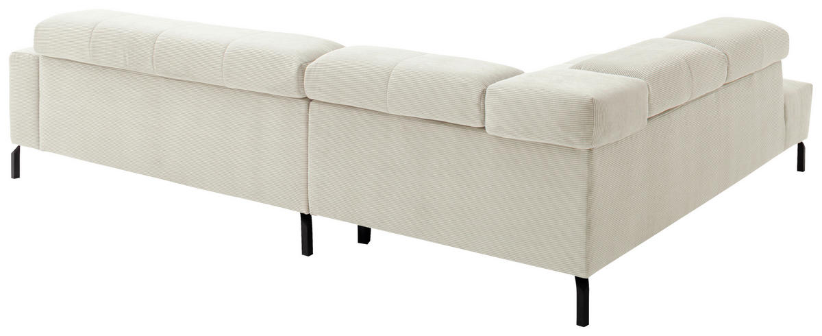 SEDEŽNA GARNITURA, rebrasti žamet bela  - črna/bela, Moderno, kovina/tekstil (308-311/219cm) - Pure Home Comfort