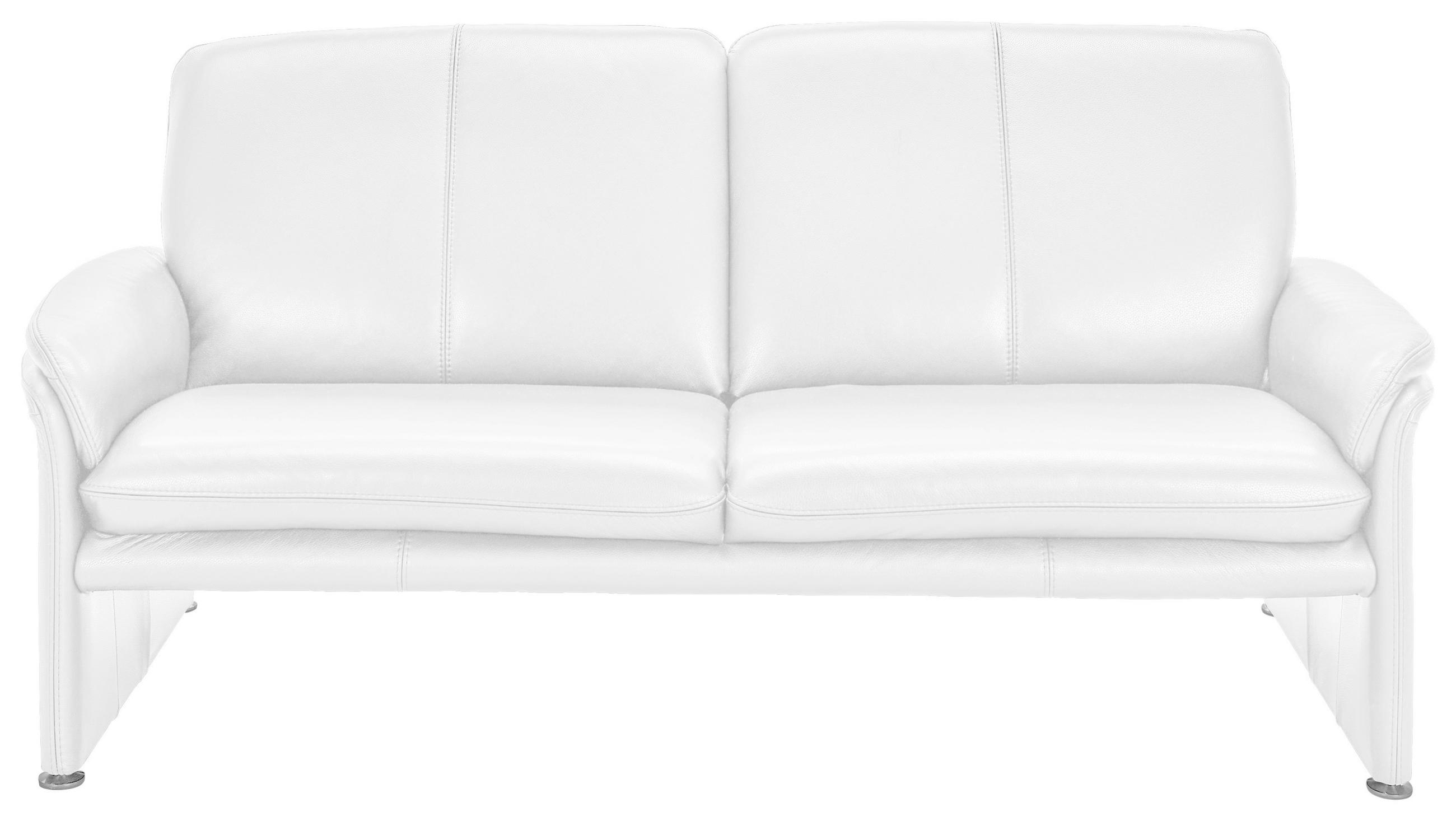 2-SITZER-SOFA Weiß Echtleder  - Chromfarben/Weiß, KONVENTIONELL, Leder/Metall (158/90/86cm) - Celina Home