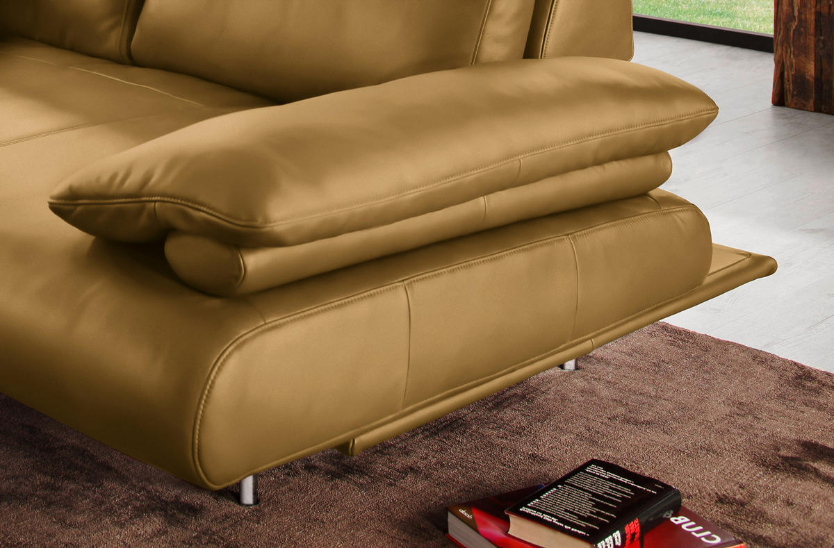 ECKSOFA in Echtleder Currygelb  - Currygelb/Schwarz, Design, Leder/Metall (231/305cm) - Dieter Knoll
