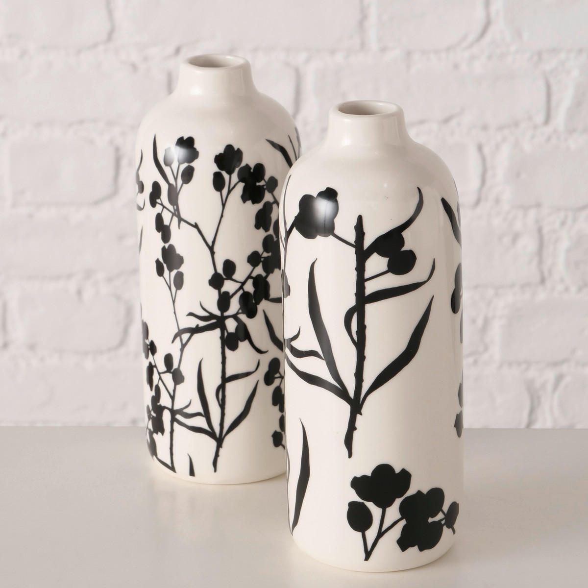 VASE  - Schwarz/Weiß, Trend, Keramik (7,5/18cm)