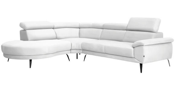 ECKSOFA Weiß Velours - Schwarz/Weiß, Design, Textil/Metall (264/299cm) - Novel