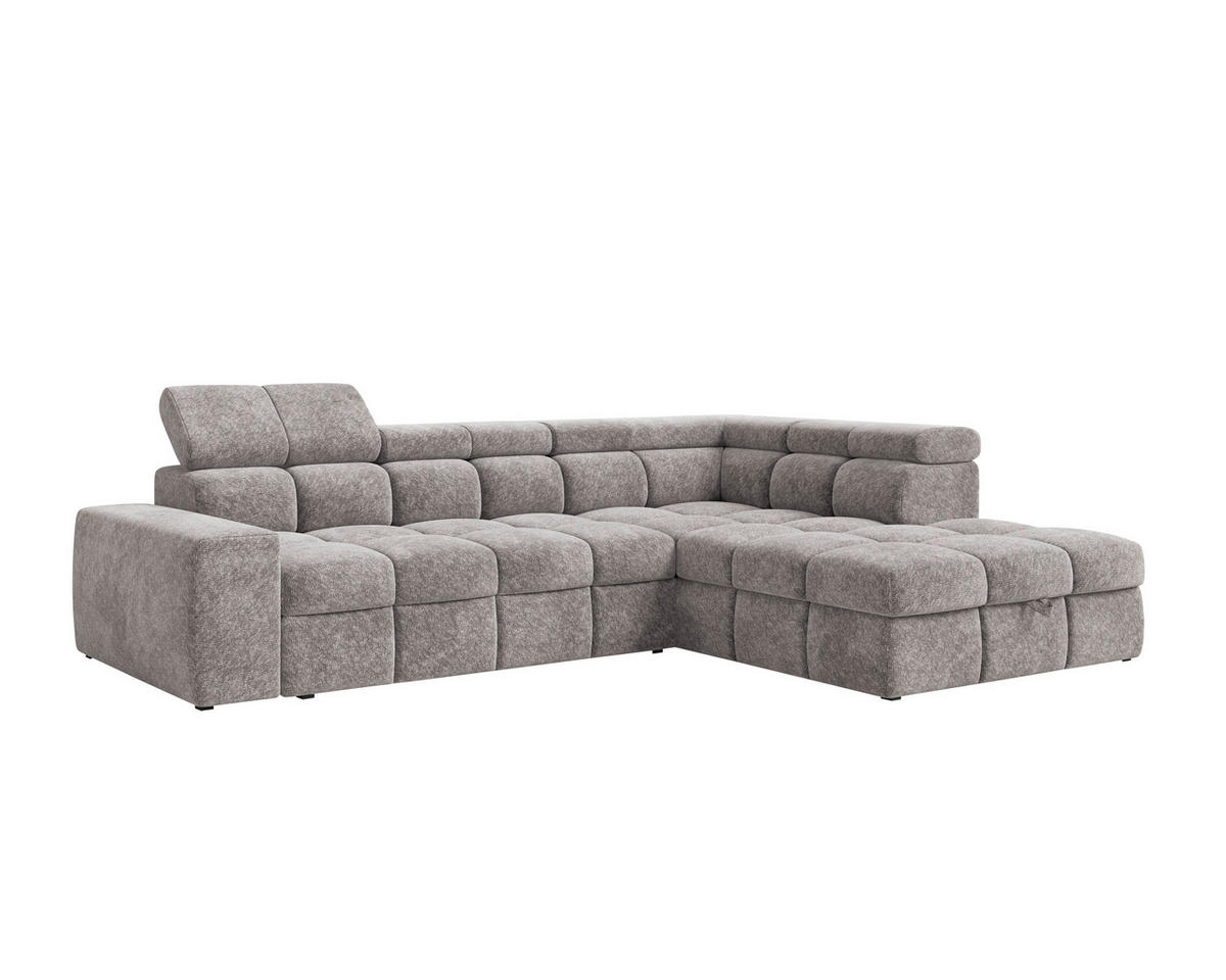 ECKSOFA  in Chenille Graubraun  - Graubraun/Schwarz, MODERN, Kunststoff/Textil (292/204cm) - Milino